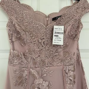 NWT Quiz high low gown off the shoulder lace
